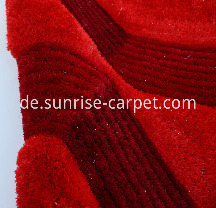 Silk 3D & 4D Shaggy Rug Red